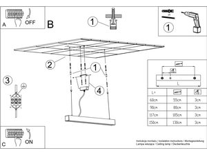 Miniaturka 22 - Techniczny rysunek montażowy lampy LED, szczegóły instalacji