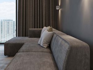 Miniaturka 3 - Kinkiety betonowe oświetlające salon z dużym oknem