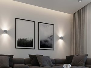 Miniaturka 3 - Elegancki salon z podświetlonymi grafikami i kinkietami LED