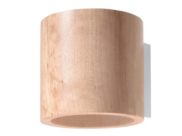 Drewniana lampa ścienna walcowa – światło odbijające się od ściany