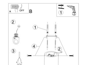 Miniaturka 7 - Rysunek instalacji okrągłej lampy drewnianej – montaż sufitowy