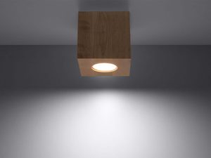 Miniaturka 2 - Lampa natynkowa w drewnianej obudowie – światło skierowane w dół