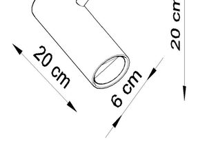 Miniaturka 12 - Rysunek techniczny reflektora LED o wymiarach 20 x 6 cm