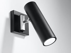 Miniaturka 1 - Czarny kinkiet LED z tubą kierunkową, styl nowoczesny