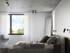 Miniaturka 11 - Reflektor LED w czarnej oprawie na suficie, styl industrialny