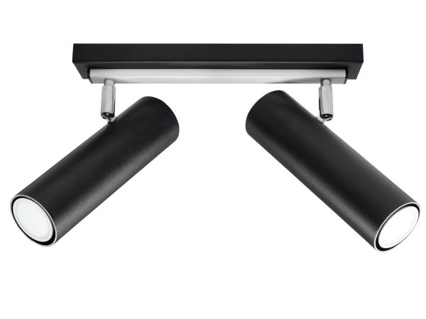 Czarna lampa LED z dwoma reflektorami, styl nowoczesny