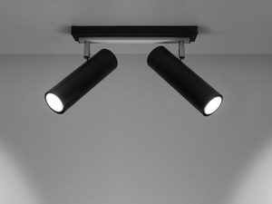 Miniaturka 2 - Czarny kinkiet LED przy białej ścianie, światło w dół