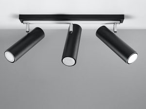 Miniaturka 7 - Lampa sufitowa LED czarna z trzema białymi reflektorami