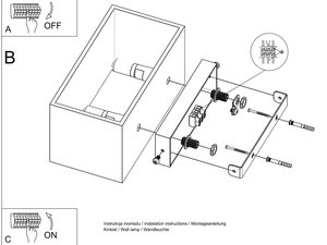 Miniaturka 18 - Techniczny rysunek montażu kinkietu LED z oprawą GU10