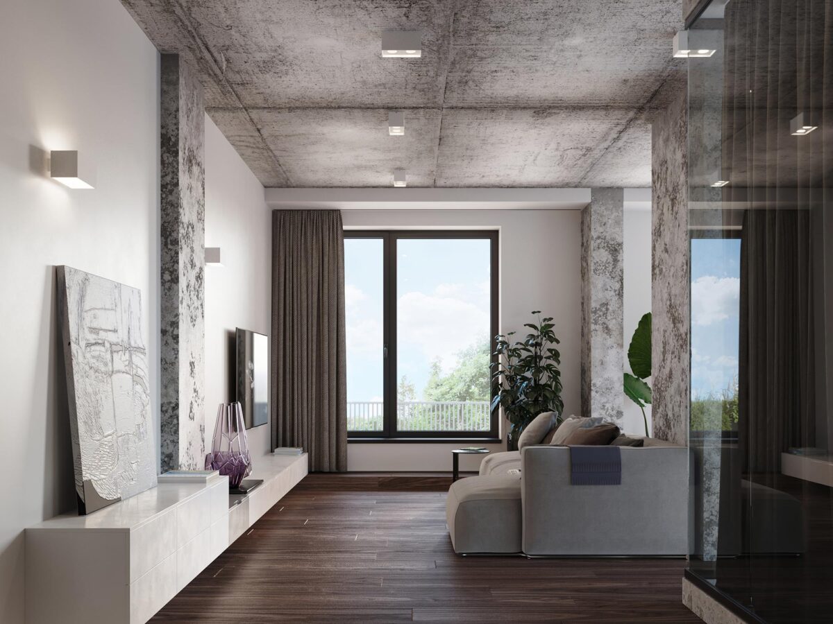 Pokój dzienny z kinkietem LED