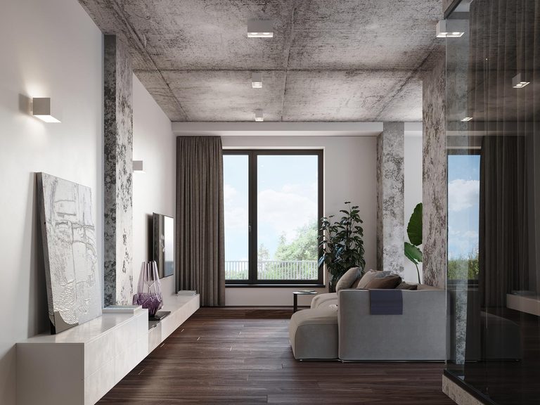 Pokój dzienny z kinkietem LED