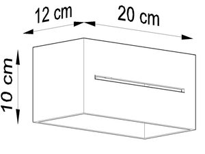 Miniaturka 19 - Rysunek techniczny kinkietu LED o wymiarach 12x20 cm