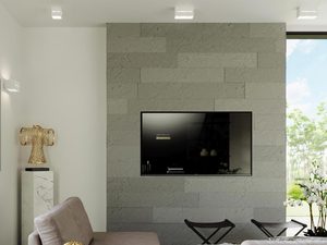 Miniaturka 9 - Salon z dużym oknem i nowoczesnym białym kinkietem LED