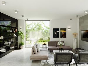 Miniaturka 17 - Pokój dzienny z białymi kinkietami