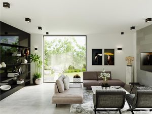 Miniaturka 5 - Czarny kinkiet LED z poziomą linią światła, montaż ścienny