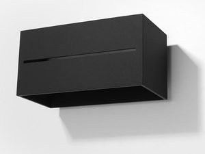 Miniaturka 1 - Czarny kinkiet LED z poziomą linią światła, montaż ścienny