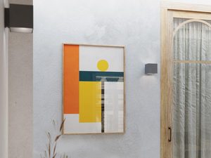 Miniaturka 20 - Czarny kinkiet LED na ścianie z obrazem i betonowym wykończeniem