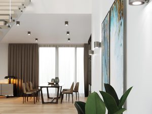 Miniaturka 23 - Designerskie kinkiety LED przy schodach w luksusowym wnętrzu