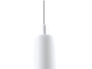 Miniaturka 24 - Zbliżenie na białą oprawkę lampy z kulistą żarówką LED na białym tle