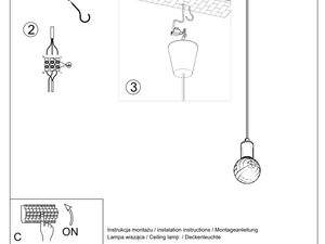 Miniaturka 52 - Schemat montażowy pojedynczej lampy wiszącej z żarówką LED