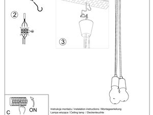 Miniaturka 55 - Techniczny rysunek montażu lampy sufitowej z jednym punktem światła