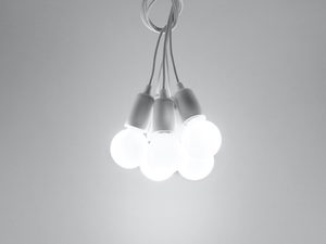 Miniaturka 2 - Nowoczesna lampa sufitowa z białymi kloszami i żarówkami LED