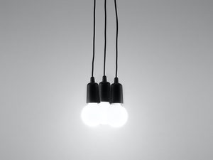 Miniaturka 4 - Czarna lampa wisząca z trzema źródłami światła w nowoczesnym stylu