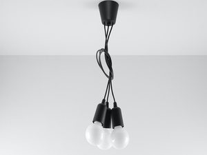 Miniaturka 1 - Designerska czarna lampa wisząca z trzema kulistymi żarówkami LED