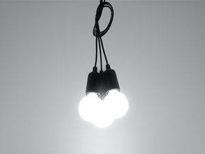 Miniaturka 2 - Czarna nowoczesna lampa LED z trzema żarówkami w minimalistycznym stylu