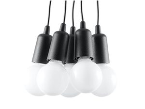 Miniaturka 56 - Nowoczesna lampa wisząca z czarnymi oprawkami i białymi żarówkami