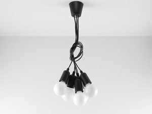 Miniaturka 10 - Nowoczesna lampa wisząca z czarnymi kloszami LED, styl loftowy