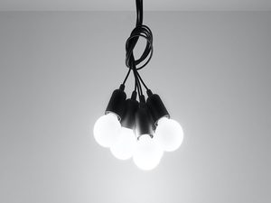Miniaturka 11 - Designerska czarna lampa sufitowa z kulistymi żarówkami