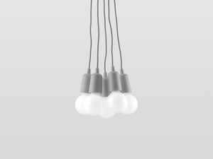 Miniaturka 21 - Szara nowoczesna lampa sufitowa z pięcioma żarówkami LED