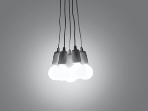 Miniaturka 22 - Designerska lampa z sześcioma szarymi kloszami i LED, styl nowoczesny