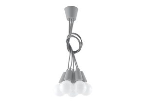 Miniaturka 18 - Lampa wisząca z szarymi przewodami i białymi żarówkami LED