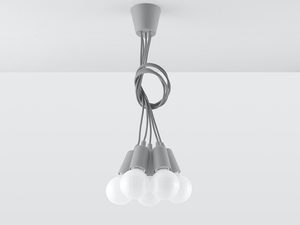 Miniaturka 19 - Designerska szara lampa wisząca z źródłami światła LED