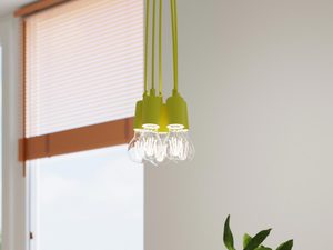 Miniaturka 40 - Designerska żółta lampa wisząca z sześcioma żarówkami LED