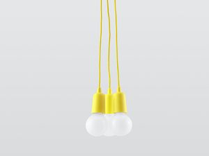 Miniaturka 30 - Designerska żółta lampa z trzema żarówkami LED