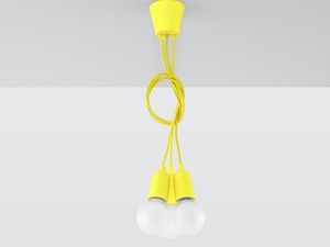Miniaturka 28 - Żółta lampa wisząca z trzema źródłami światła LED