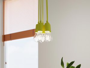 Miniaturka 33 - Żółta lampa sufitowa z sześcioma żarówkami LED nad stołem w jadalni