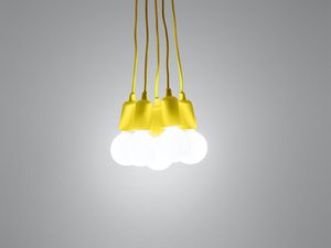 Miniaturka 31 - Designerska lampa wisząca w kolorze żółtym z źródłami światła