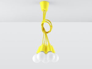 Miniaturka 28 - Designerska żółta lampa z kulistymi żarówkami LED, styl industrialny