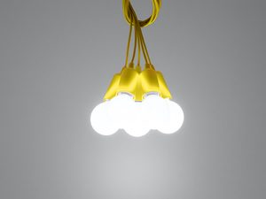 Miniaturka 29 - Żółta lampa wisząca z pięcioma żarówkami LED, styl nowoczesny