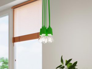 Miniaturka 42 - Zielona lampa wisząca LED z żarówkami nad stołem