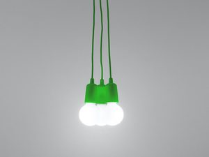 Miniaturka 40 - Zielona lampa wisząca z trzema białymi kloszami LED, styl minimalistyczny