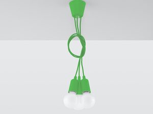Miniaturka 37 - Designerska zielona lampa wisząca z przewodami LED