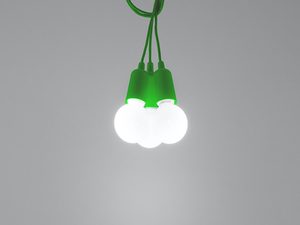Miniaturka 38 - Zielona lampa sufitowa z trzema kulistymi żarówkami LED