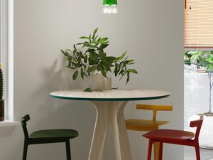 Miniaturka 43 - Lampa wisząca z trzema zielonymi oprawkami i białymi kulistymi żarówkami