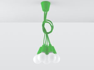 Miniaturka 37 - Nowoczesna lampa z zielonymi oprawkami i kulistymi żarówkami