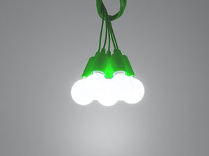 Miniaturka 38 - Zielona lampa wisząca z kablami i białymi żarówkami LED